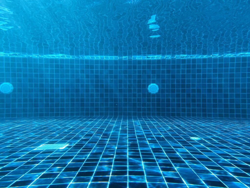 underwater view from inside a swimming pool